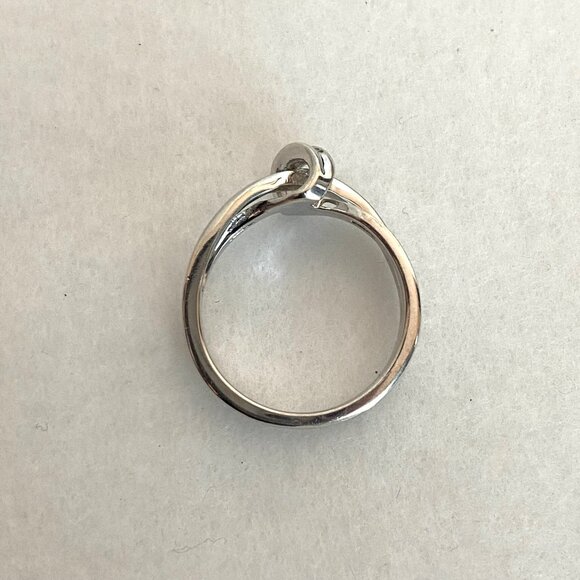 Heng Ngai Sterling Silver 925 Baguette Diamond Love Knot Wedding Band Ring 6.5 - Picture 8 of 16